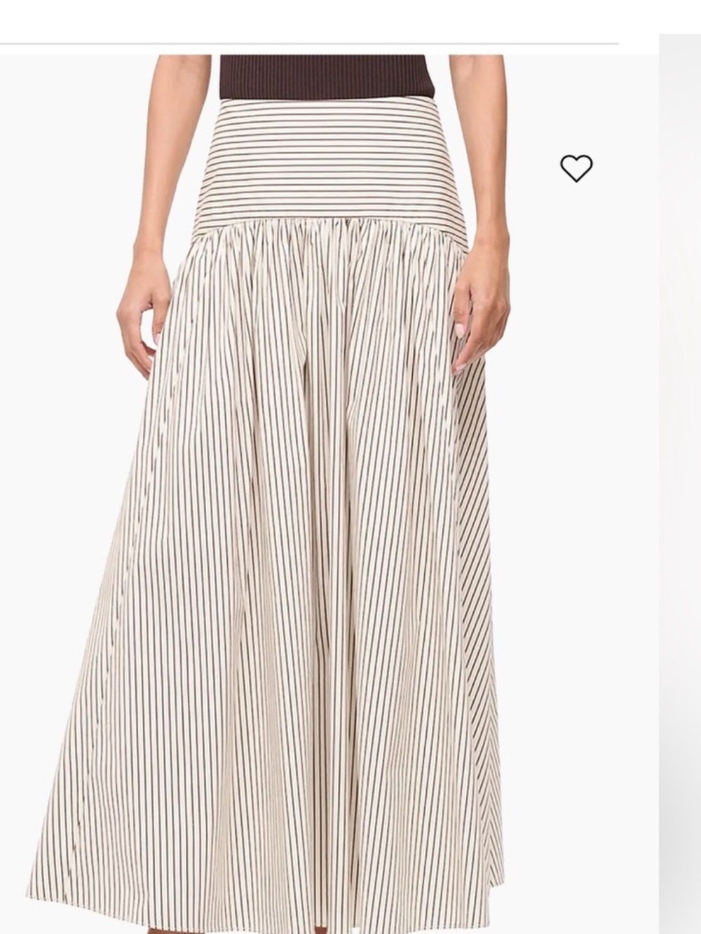 Staud procida Striped Cream and navy Midi Skirt size 4 like new - Picture 2 of 5